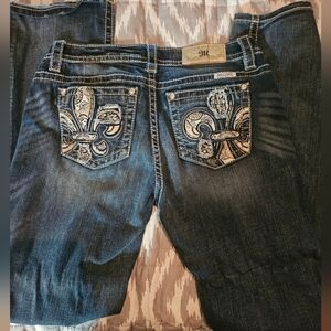 Miss Me Jeans Blue Boot Cut Denim with Distressed Details